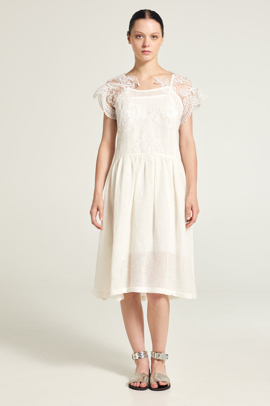 Linen lace midi dress