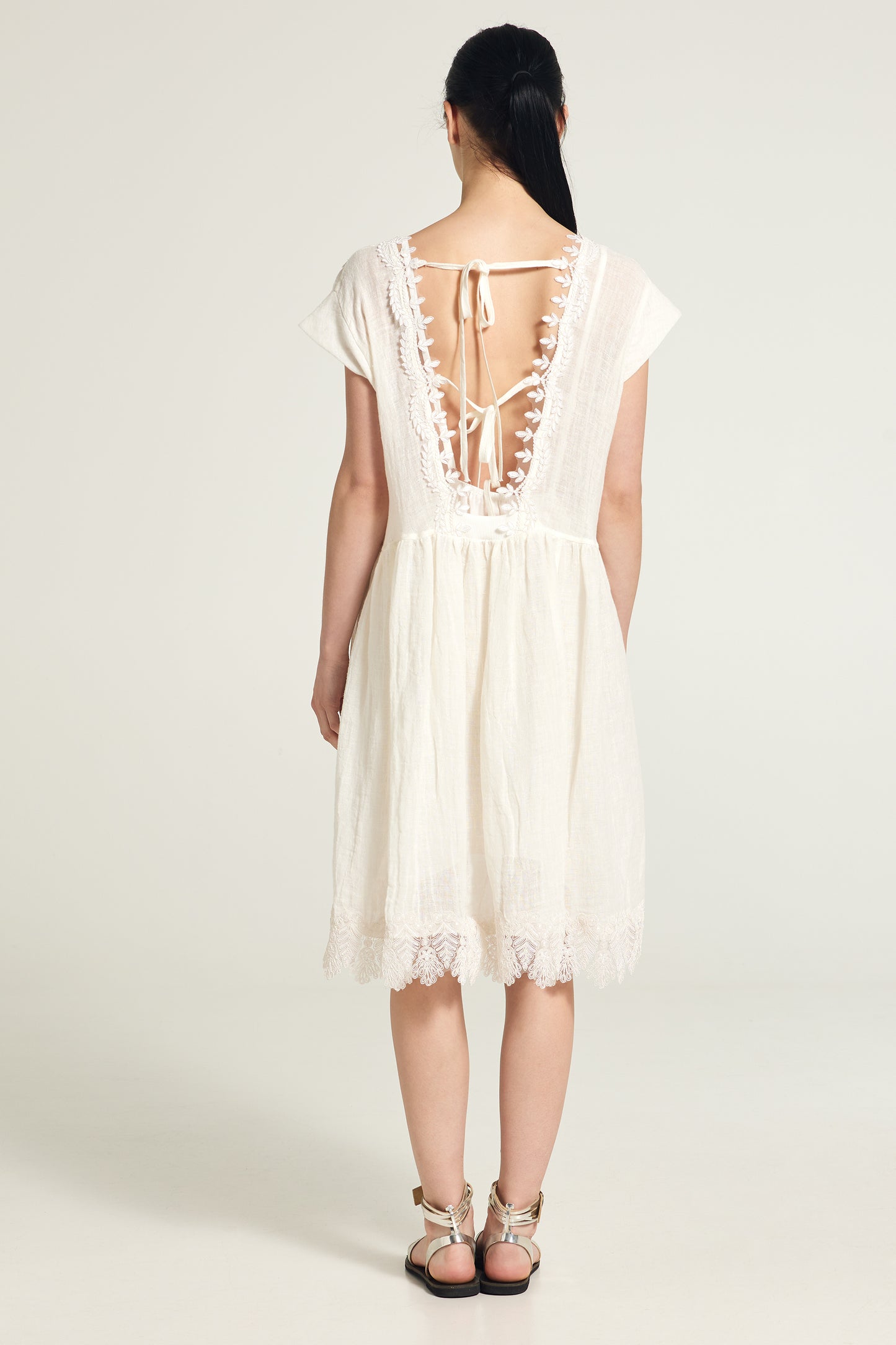 Lace midi open back dress