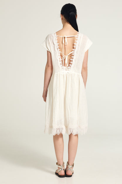 Lace midi open back dress