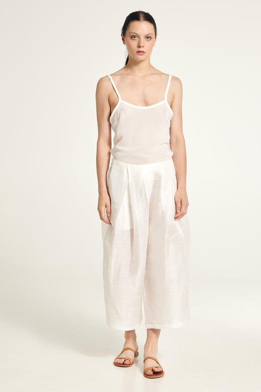 Wide silk and linen pants