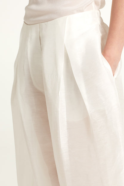 Wide silk and linen pants