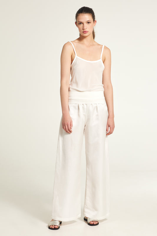 Elastic waistband wide pants