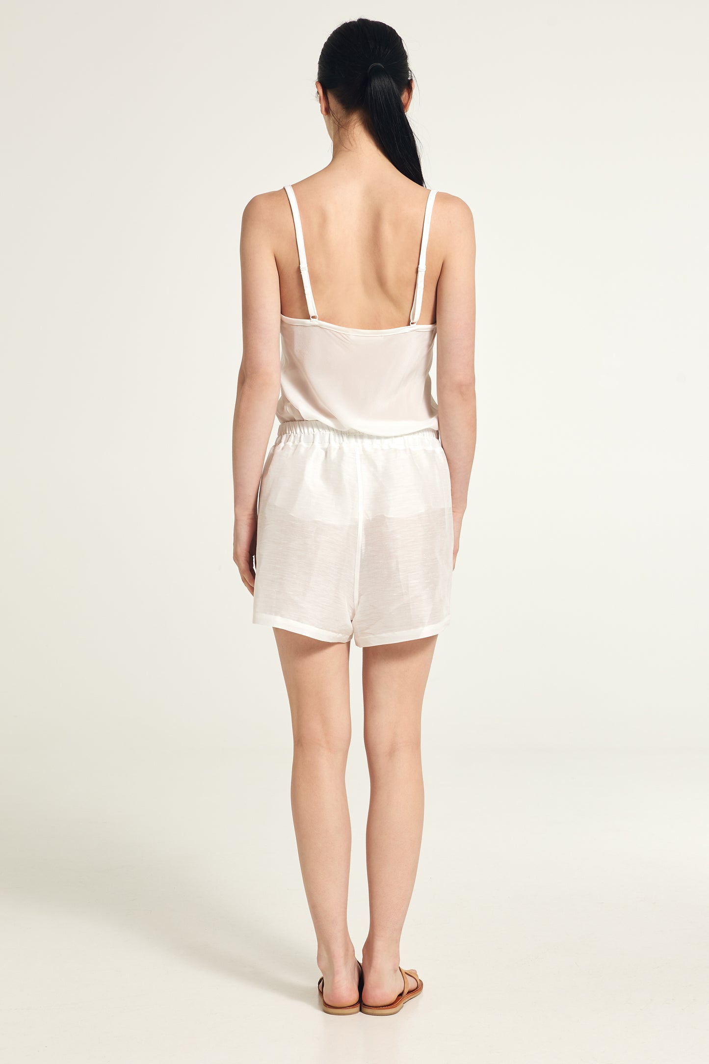 Silk and linen wide shorts