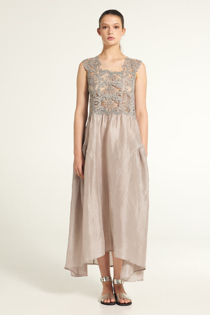 Silk and linen crystals dress