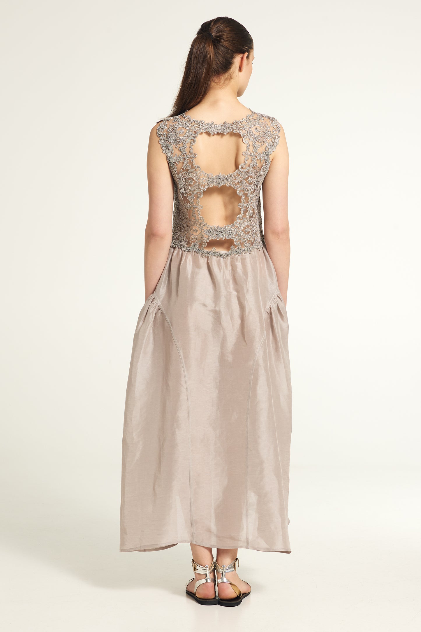 Silk and linen crystals dress