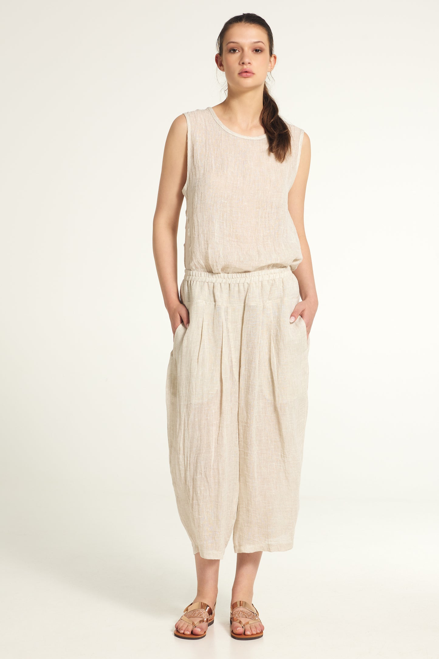 Linen baggy pants