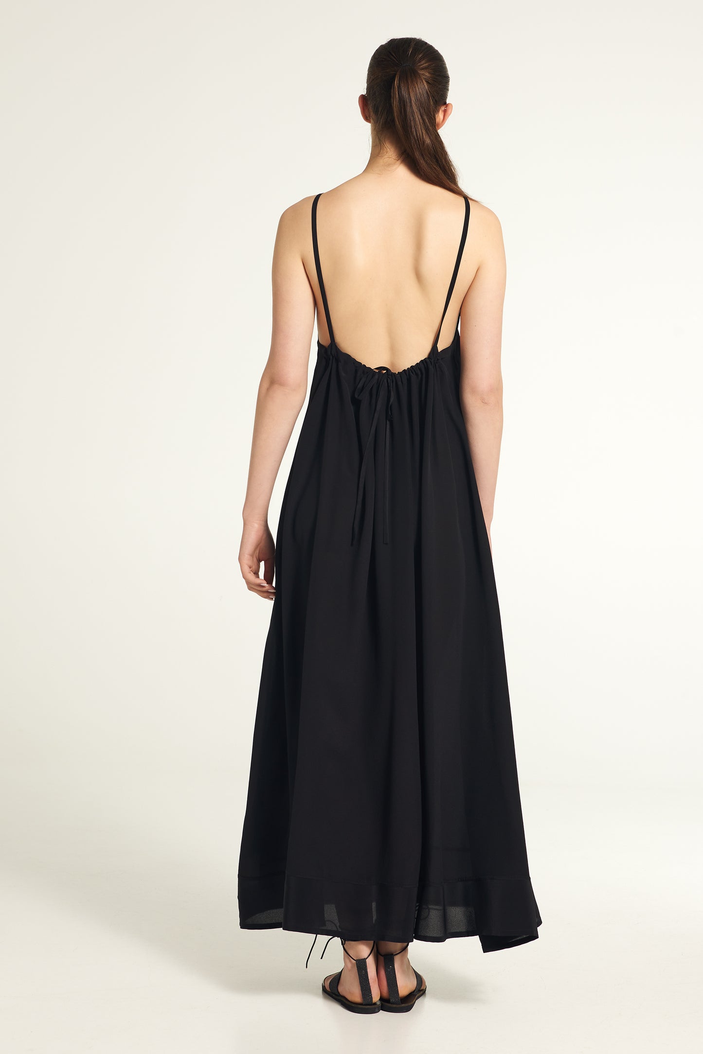 long silk sleeveless dress