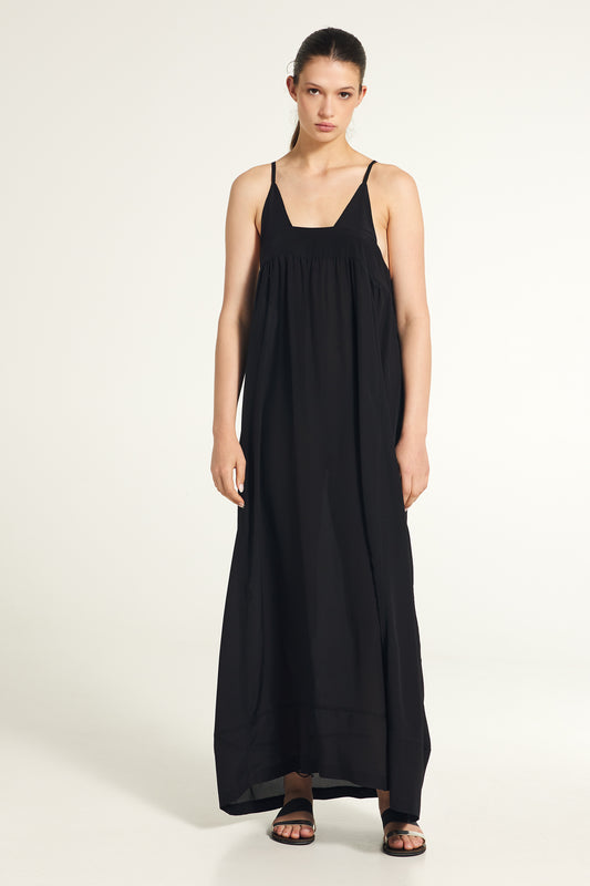 Silk Long Dress With Back Knot