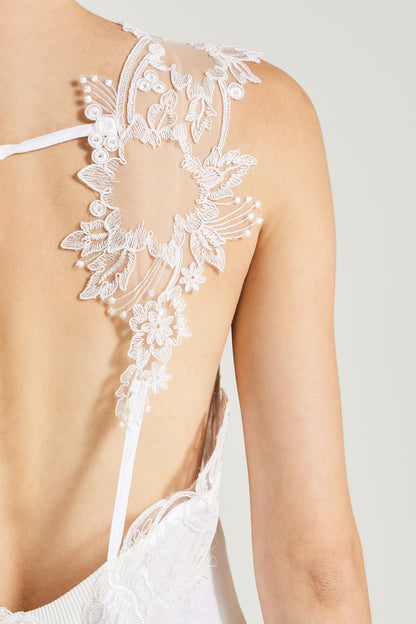 Long Linen Dress With Lace