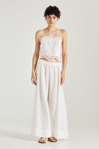 Sleeveless Top With Front Lace And Back Ribbons