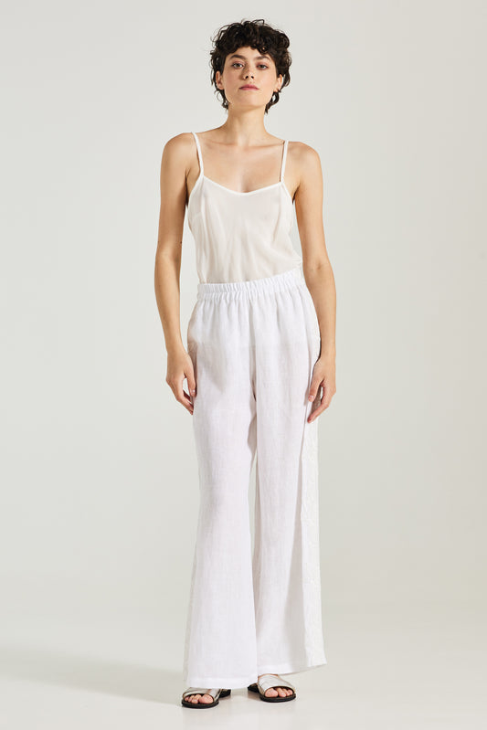 Trousers With Elastic Waistband And Lace Side Details