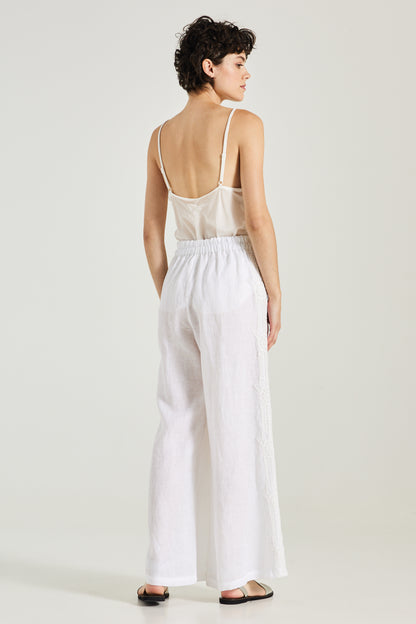 Trousers With Elastic Waistband And Lace Side Details