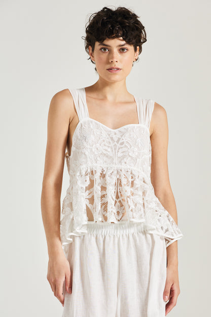 Lace Blouse With Open Silk Back Ribbon