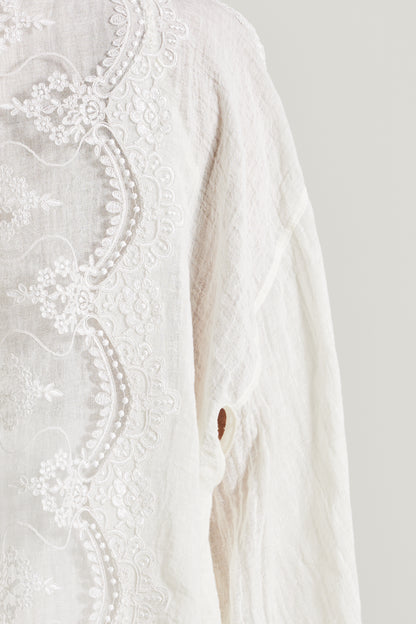 Linen Kimono With Lace Back Details