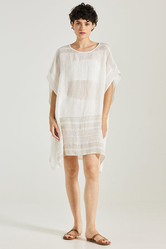 Linen Caftan With Gold Details