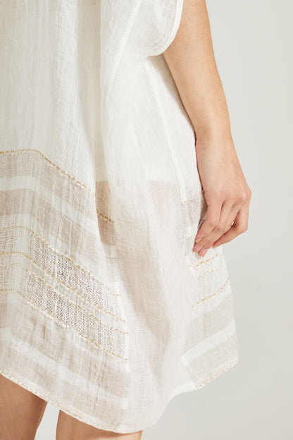 Linen Caftan With Gold Details