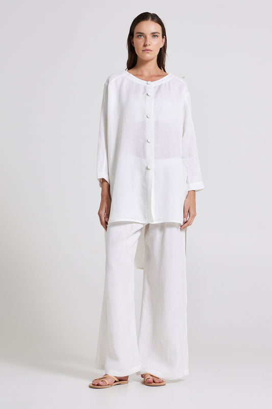 Linen Kaftan With buttons And Long Sleeves