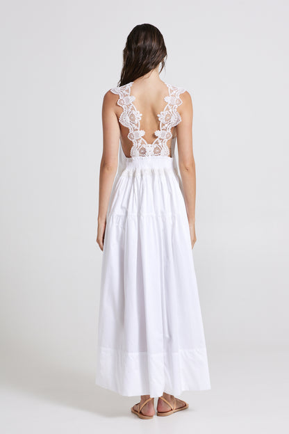 Cotton Dress With Open Lace Back Details