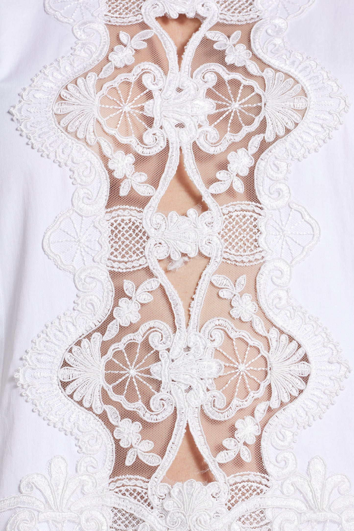 Cotton Dress With Open Back And Lace Details