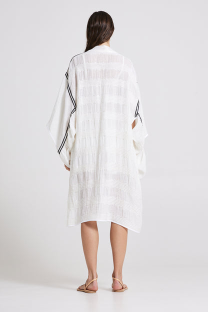 Linen And Cotton Kimono With Stripes