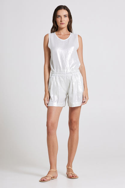Linen Shorts With Elastic Waistband