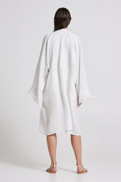 Linen Kimono With Lace Details
