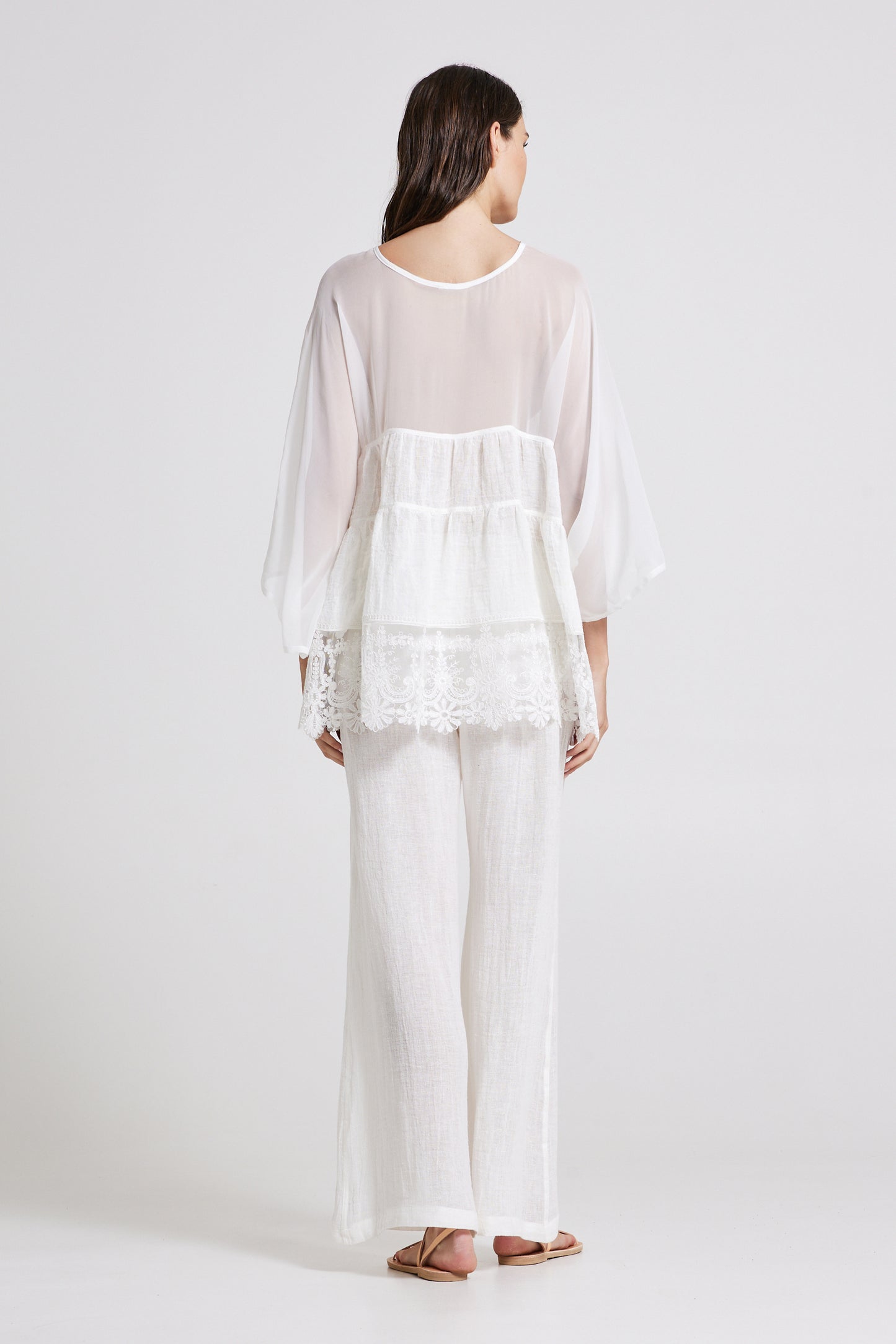 Linen And Silk Blouse With Long Sleeves