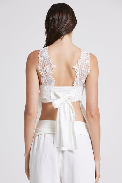 Sleeveless Silk Top With Lace Straps