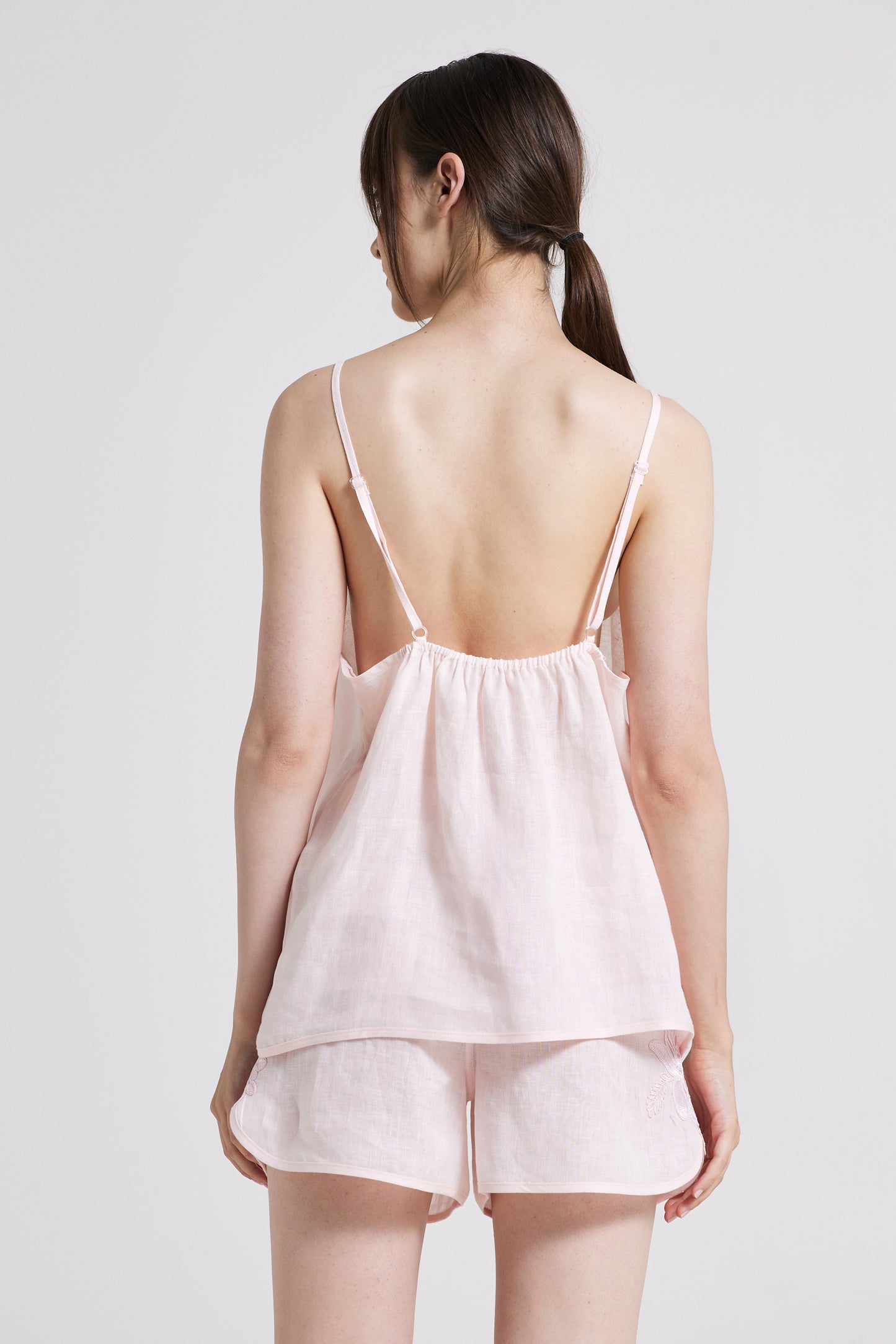 Sleeveless Linen Top With Bottom Lace Details