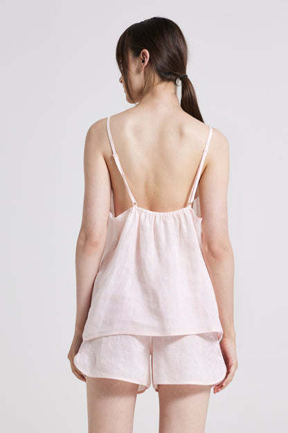 Sleeveless Linen Top With Bottom Lace Details