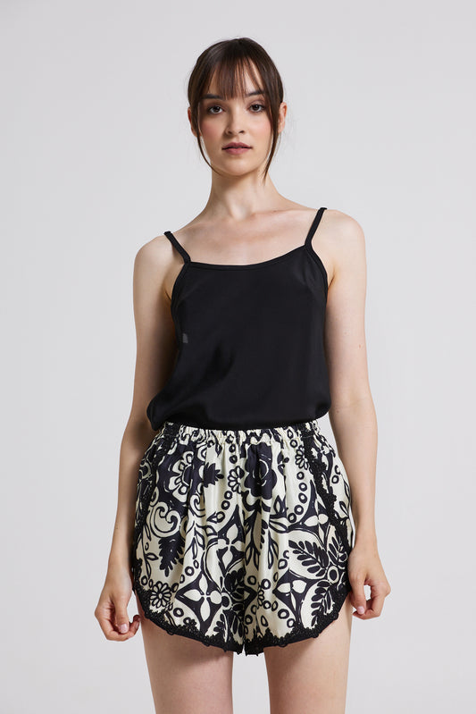 Silk Shorts With Lace Details