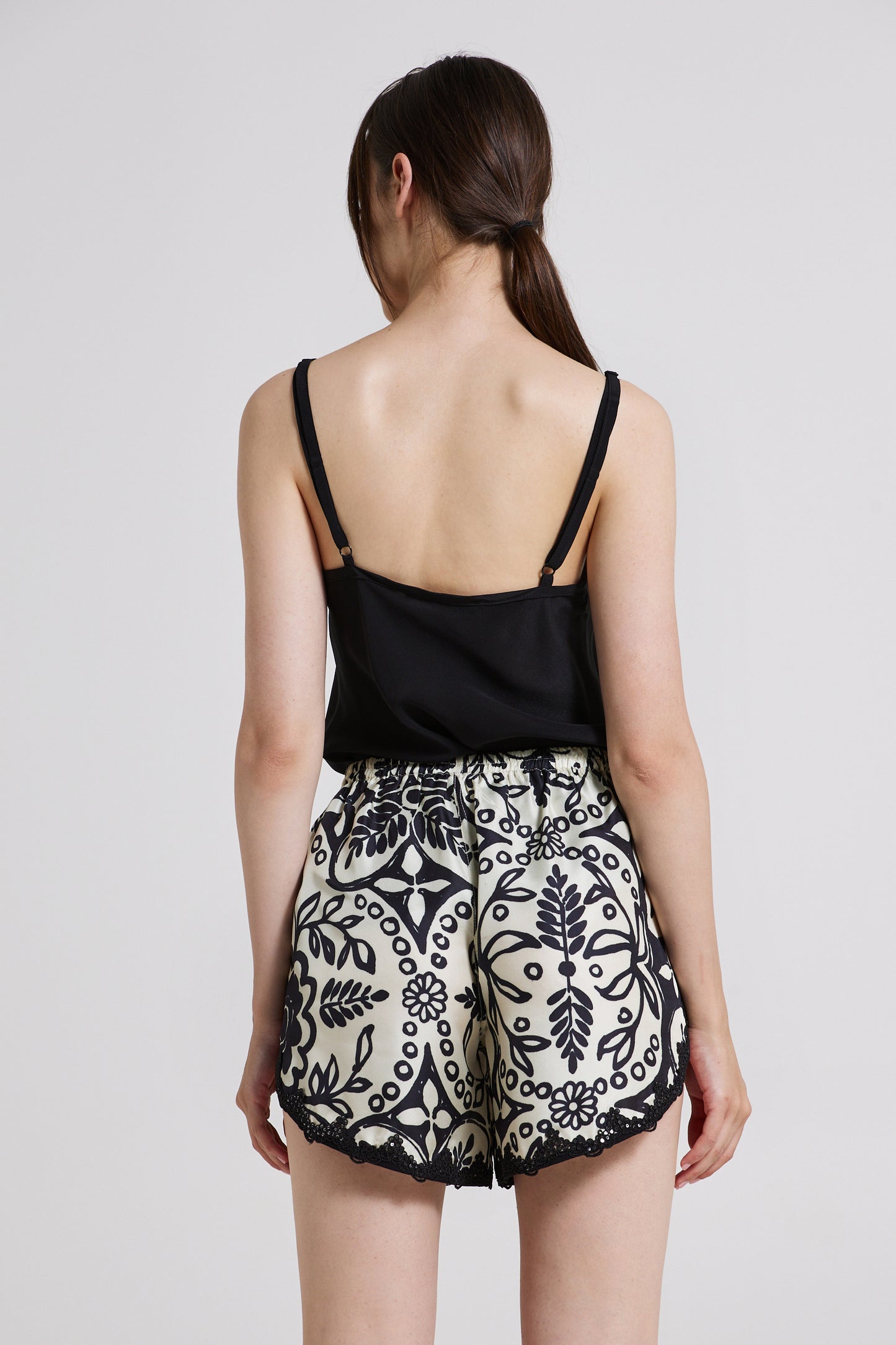 Silk Shorts With Lace Details