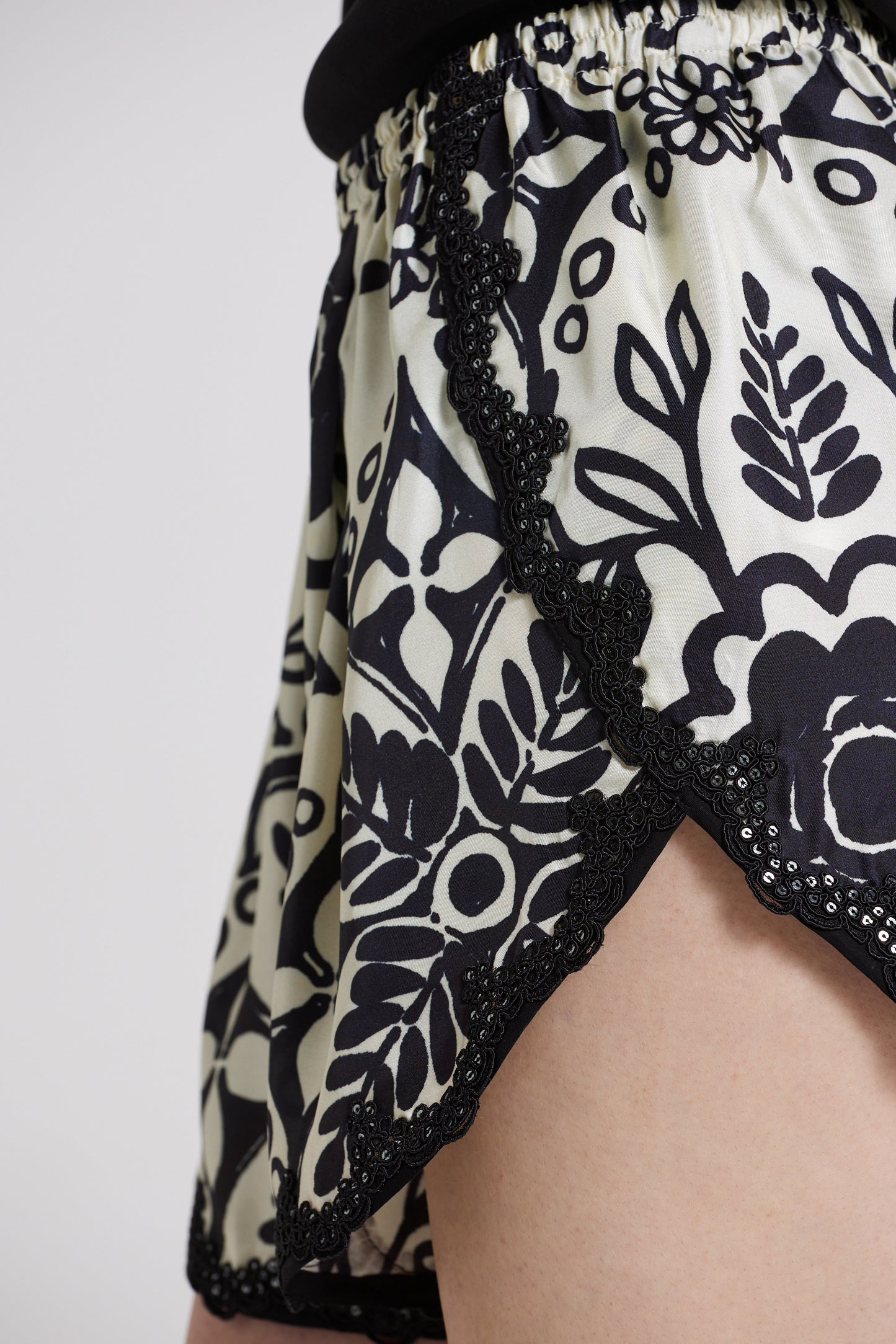 Silk Shorts With Lace Details