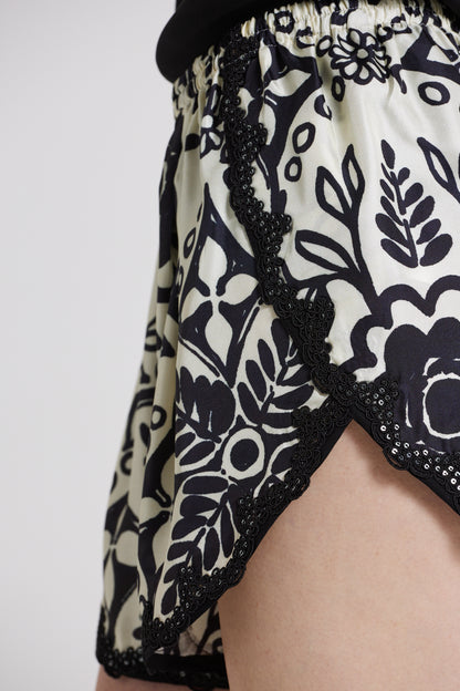Silk Shorts With Lace Details