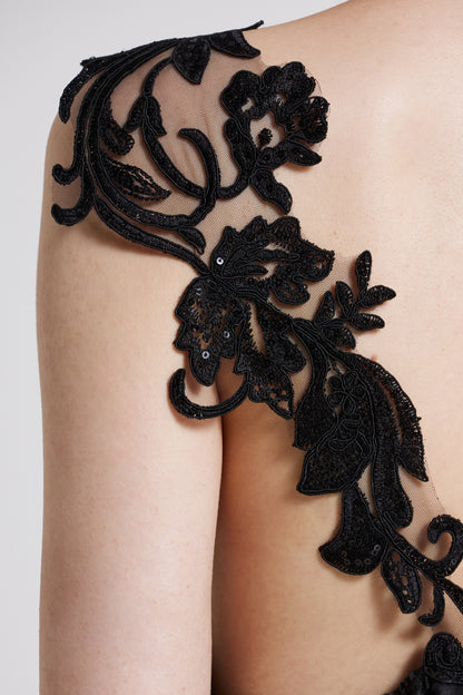 Linen And Silk Top With Lace Details And Open Back