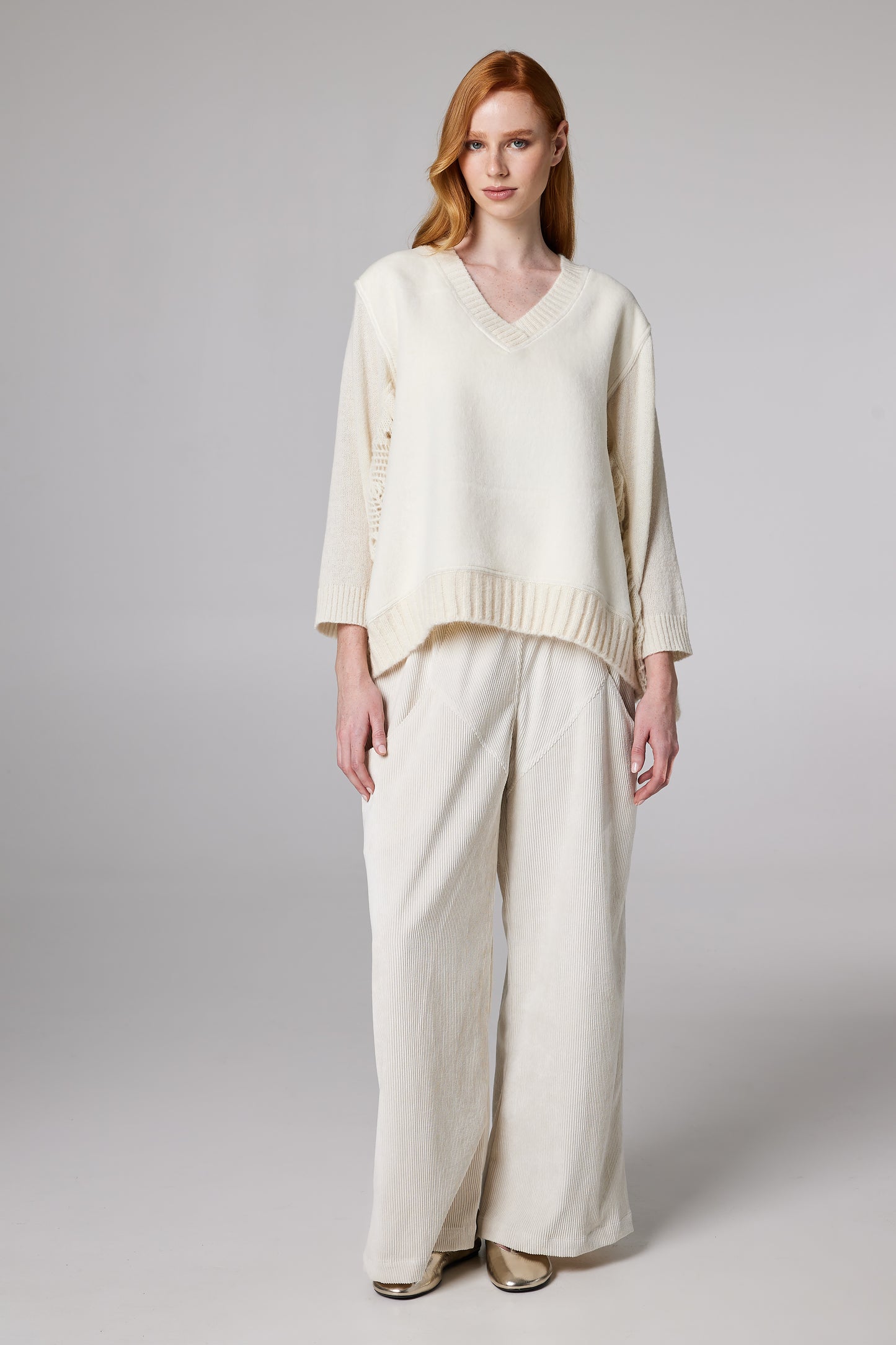 Wool Sweater With Sleeve Knitwear Details