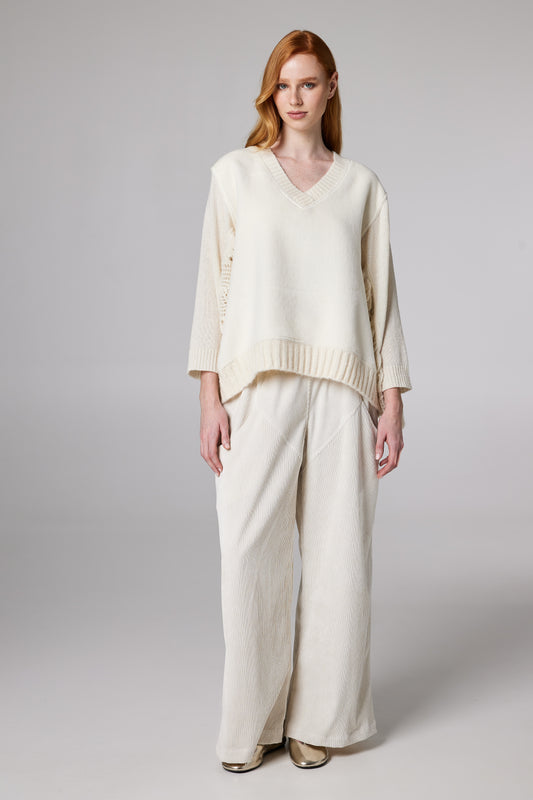 Wool Sweater With Sleeve Knitwear Details