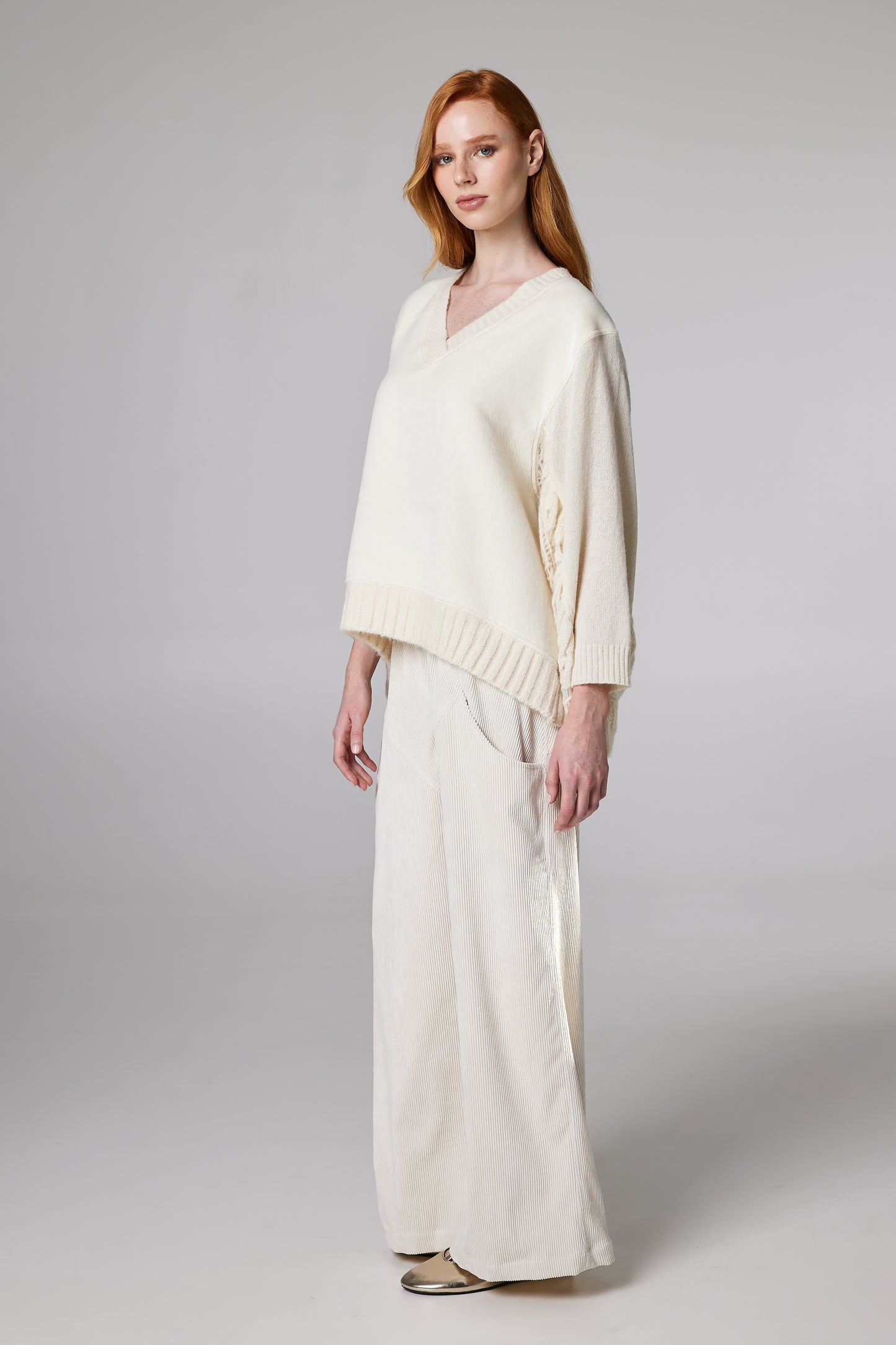Wool Sweater With Sleeve Knitwear Details