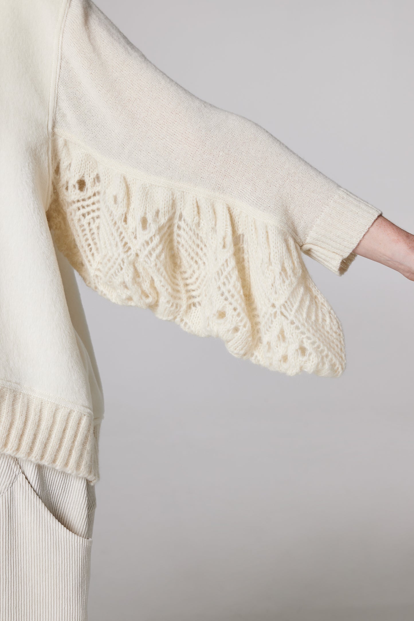 Wool Sweater With Sleeve Knitwear Details