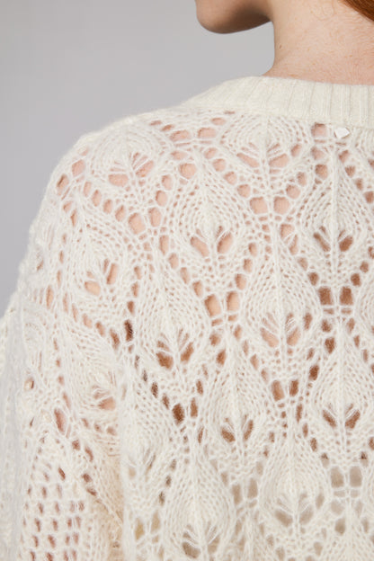 Wool Blouse With Bottom Silk And Lace Details