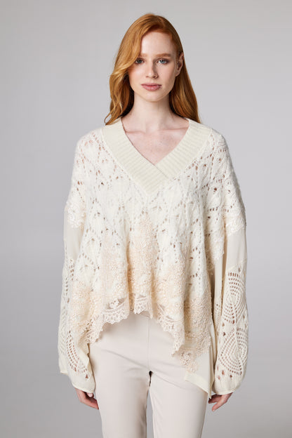 V-Neck Wool Knitwear Sweater With Long Sleeves