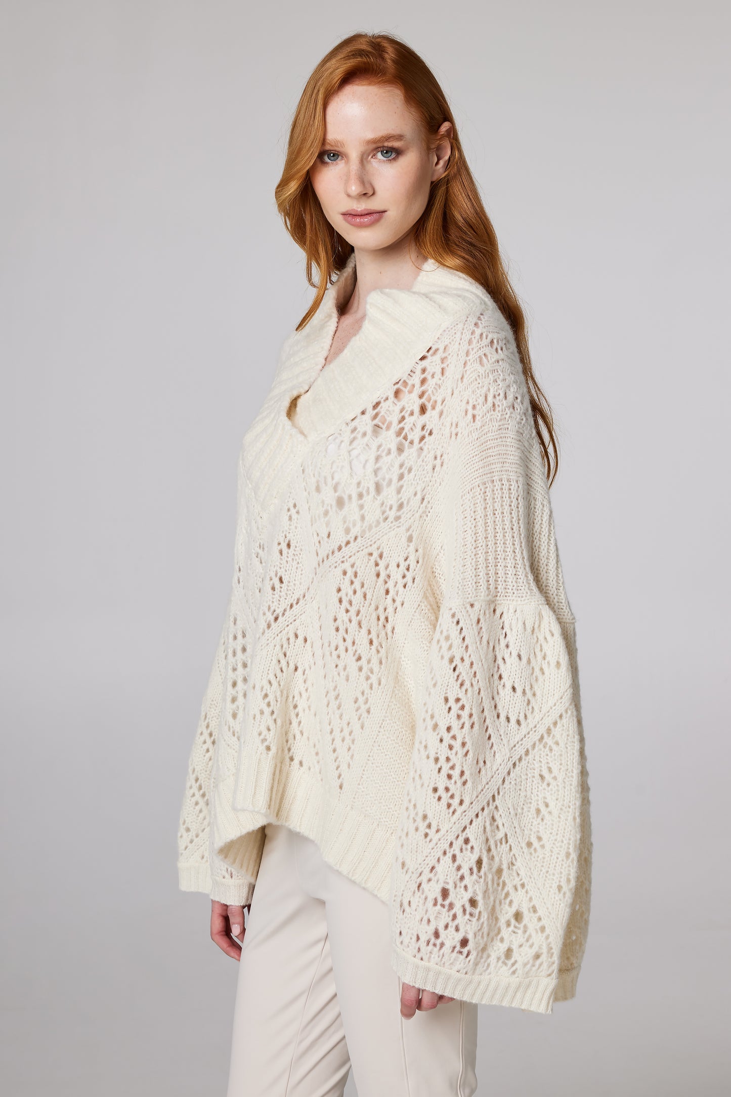 V-Neck Sweater With Back Silk And Lace Details