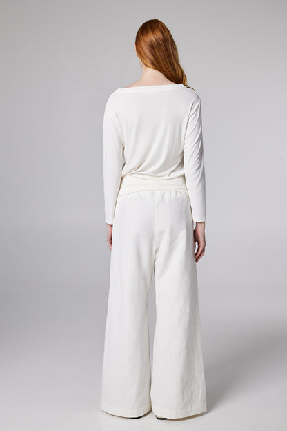 Cotton Trousers With Side Lace And Elastic Adjustable Waistband