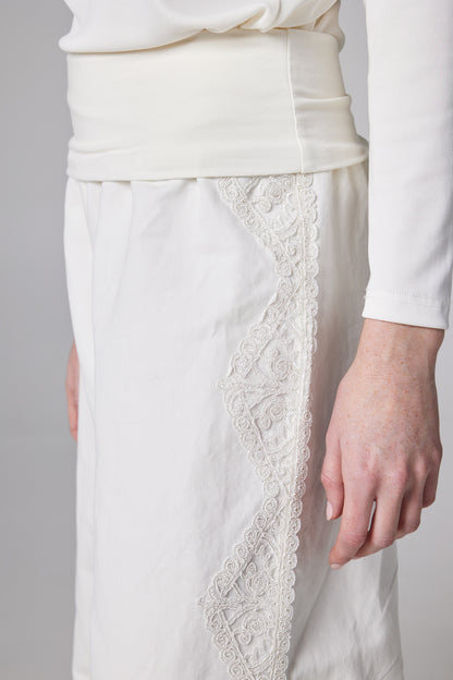 Cotton Trousers With Side Lace And Elastic Adjustable Waistband