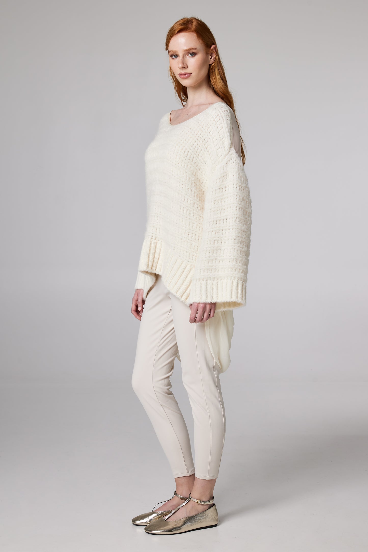 Wool Knitwear Sweater With Silk Open Back