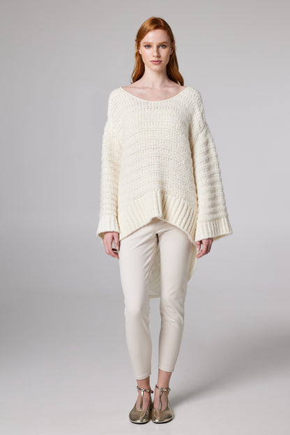 Wool Knitwear Sweater With Silk Open Back