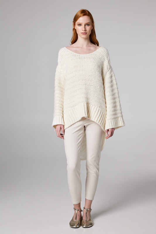 Wool Knitwear Sweater With Silk Open Back