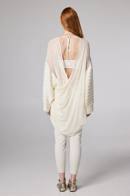 Wool Knitwear Sweater With Silk Open Back
