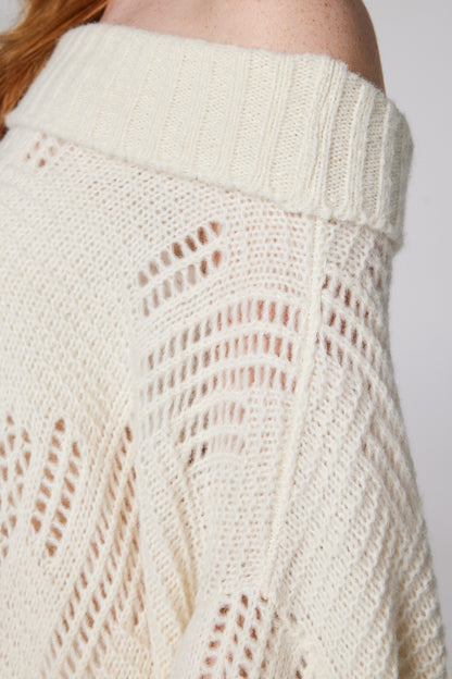 Off The Shoulder Wool Sweater With Long Sleeves