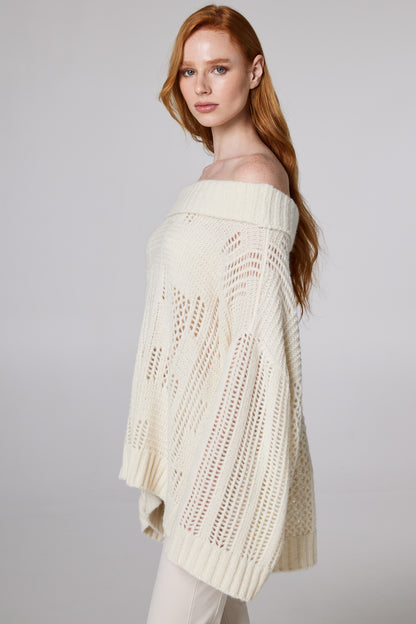 Off The Shoulder Wool Sweater With Long Sleeves